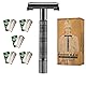 Navaja de afeitar de seguridad de doble filo para principiantes, The Chieftain JR de VIKINGS BLADE, cabeza de mariposa giratoria para abrir, respetuosa con el medio ambiente, suave, cerrada, limpia, adecuada para todos los géneros (gris meteorito) Imagen del producto 1