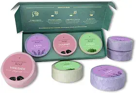 Banho Aromático Zenai - 3 Pastilhas Com Óleo Essencial | Aromaterapia | Spa | Relaxamento | Bem-estar | Cuidados Pessoais | Meditação | Vitalidade | Calma | Energia | Conexão | Autocuidado (Lavanda, Pitanga Negra, Capim Limão)