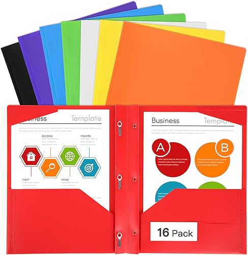 EOOUT 16 carpetas con 2 bolsillos de plástico para escuela, oficina, tamaño carta, 8 colores surtidos