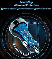 Vista 4 de LIHAN Cargador de coche con 2 USB, medidor de voltaje de 12 V/24 V, salida de 4.8 A, adaptador de enchufe para encendedor de cigarrillos compatible