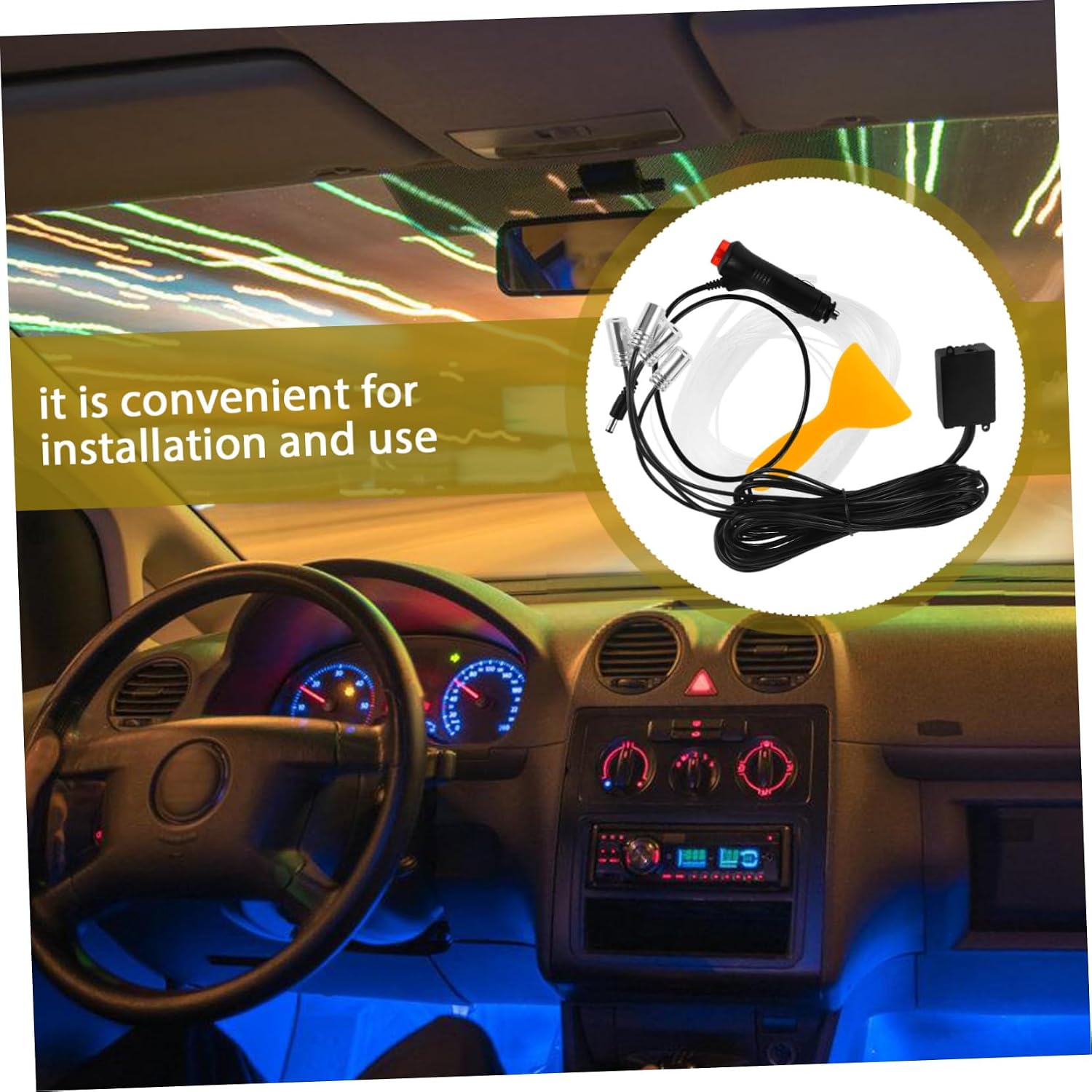 ABOOFAN 1Set LED Fiber Optic Ambient Lighting Kit for Car Interior Decorative Light Strips with Durable and Stunning Visual Effects for Creating Unique Vehicle