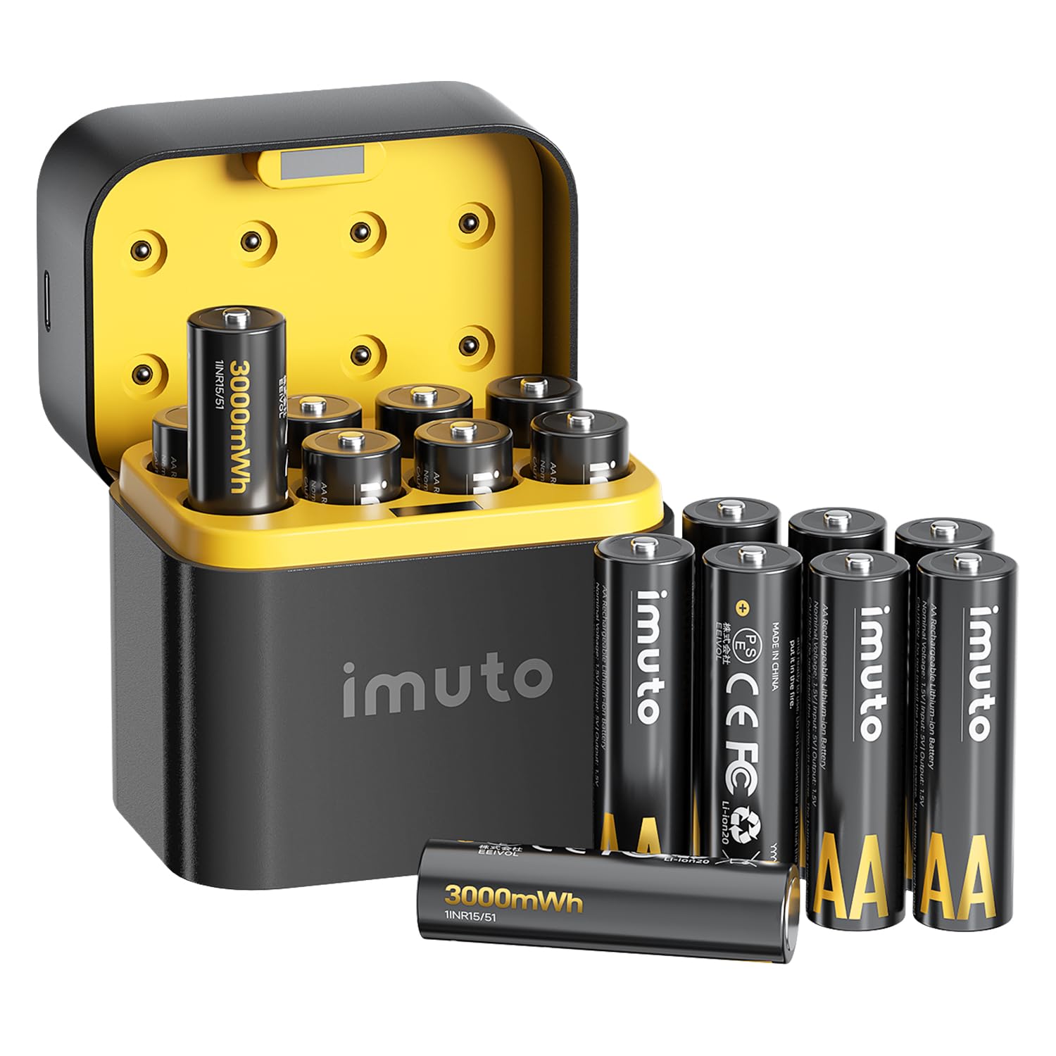 Amazon | imuto 充電電池 単三 1.5V 充電式単三リチウム電池 16本入り