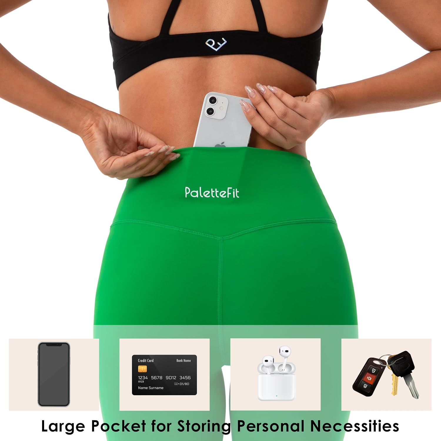 No Front Seam Workout Leggings for Women, High Waisted Yoga Pants 7/8 Length Leggings with Hidden Pocket