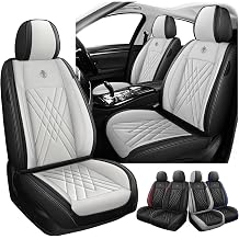 Car Seat Covers for Mitsubishi Lancer 2002-2017 Full Set | Leather, Waterproof, Anti-Slip, Easy Installation, Airbag Compatible, Black Off-white