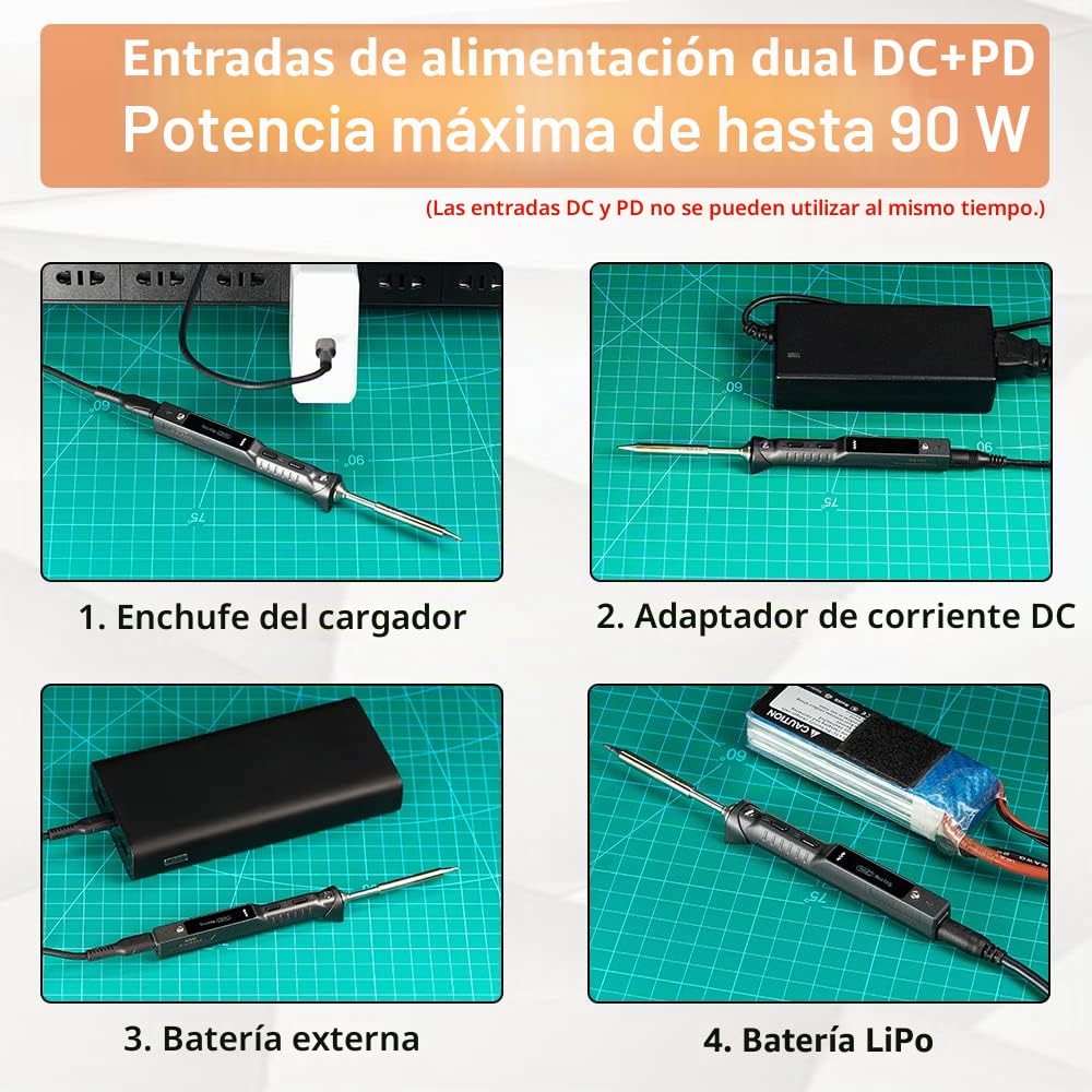 TS101 65W soldador eléctrico portátil inteligente Kit de soldador rápido de calor integrado DC 5525 Sensores de aceleración STM32, fuente de alimentación, cable de soldadura, soporte