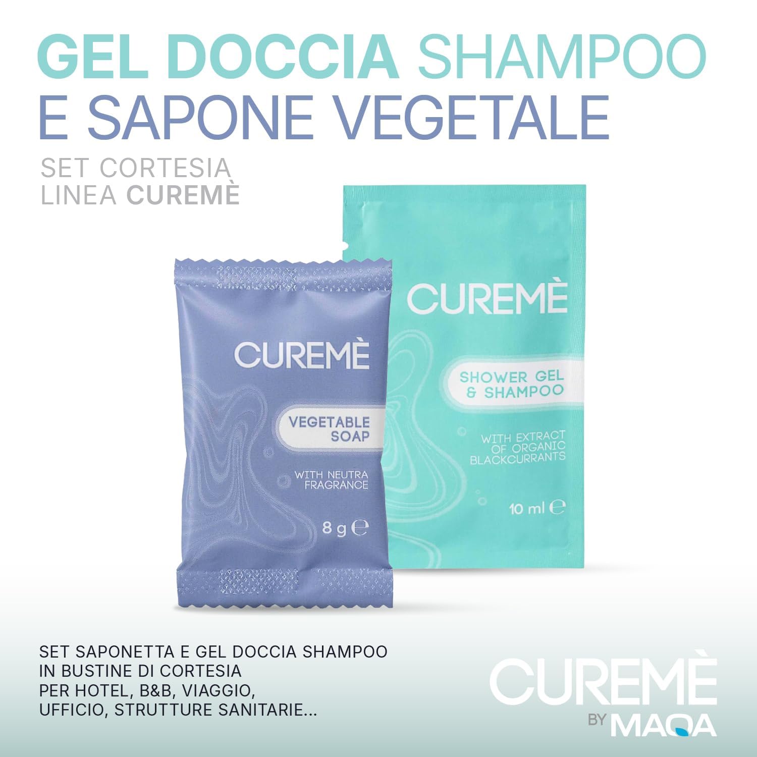 400 Kit Cortesia Bagno B&B e Hotel: 200 Shampoo Doccia Monodose in Bustina + 200 Saponette Monouso Neutre | Set Cortesia per Agriturismi, Case Vacanza, Affittacamere, Pronto all’Uso (400 Kit Cortesia)