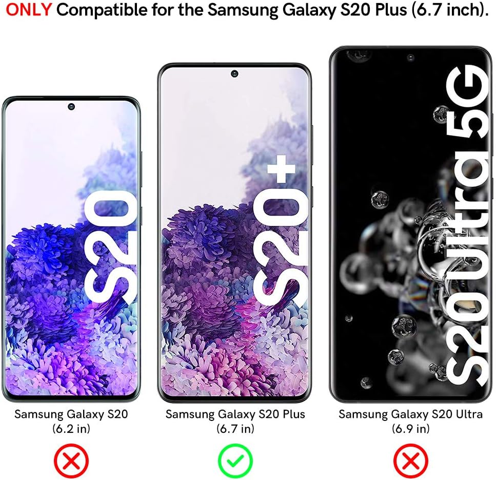 EGV 2 Pack Screen Protector Compatible with Samsung Galaxy S20 Plus, Tempered Glass, Fingerprint Unlock Compatible, Easy to Install, Case Friendly