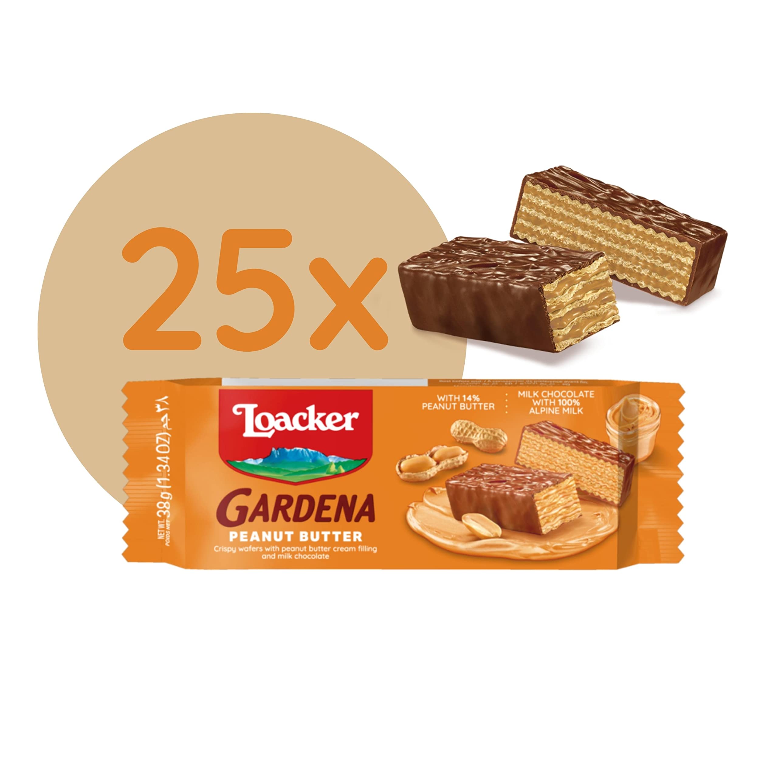 Biscotti Loacker Gardena Peanut Butter Burro D'arachidi Expo 25 Pezzi da 38 g