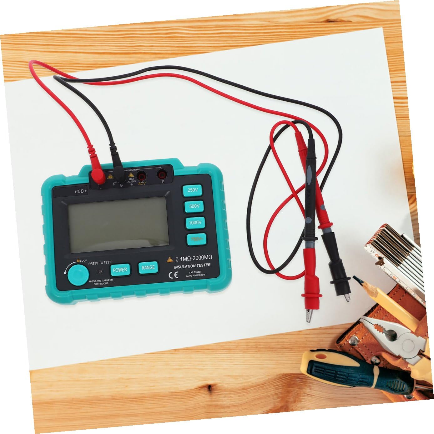 PartyKindom Elektronischer Isolierung Widerstand Tester Mit Lcd-display Und Hintergrundbeleuchtung Für Präzisionsmessungen Bei Motoren Und Elektrischen Anlagen