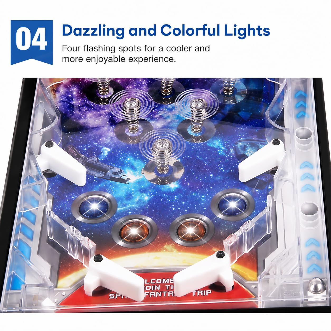 Máquina electrónica de pinball de mesa, mango de tracción, luces y sonidos