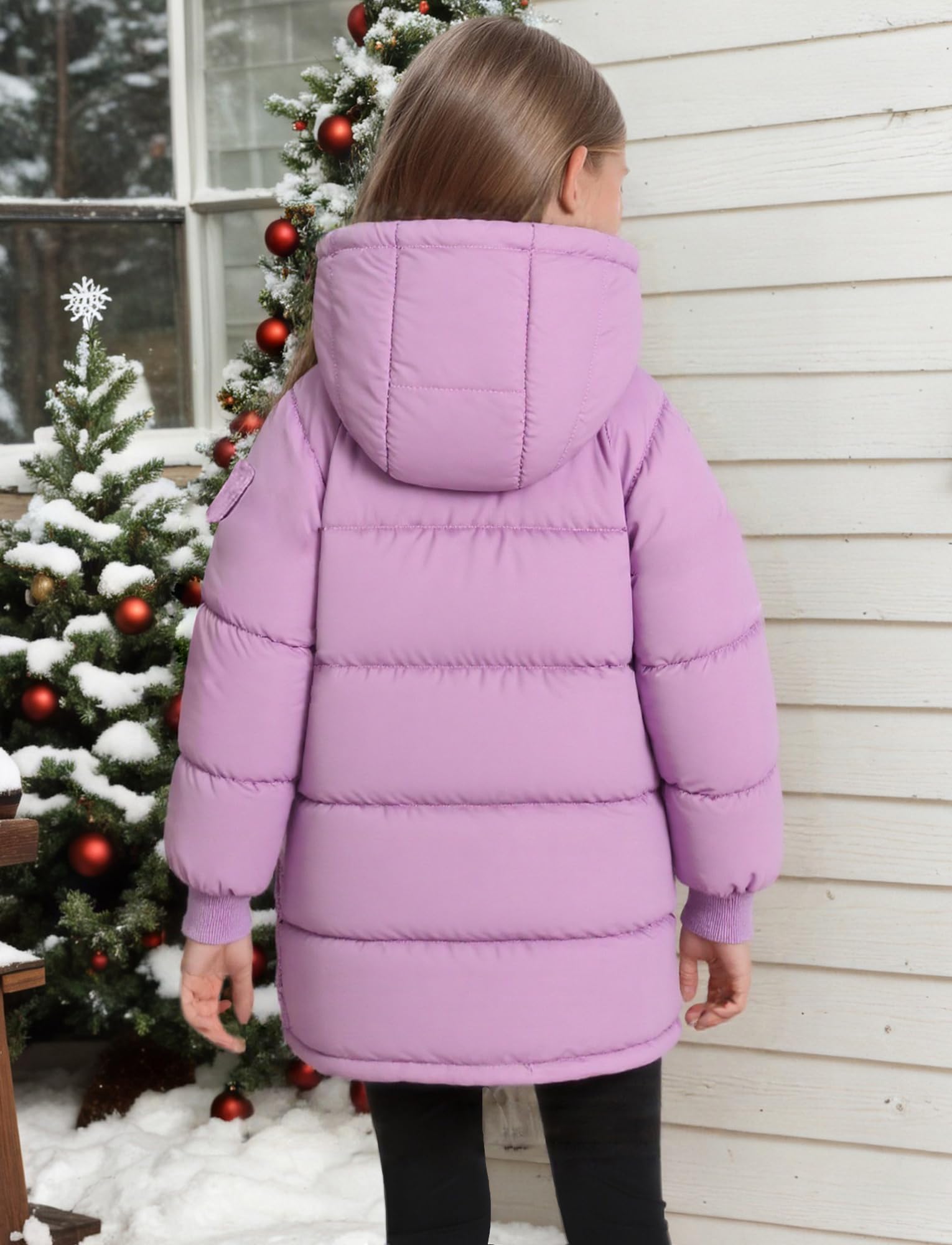 Maeau Giacca invernale trapuntata per bambini e bambine, leggera, media lunghezza, in cotone di piuma, imbottita, calda, morbida e confortevole, 3-10 anni/100-150 cm