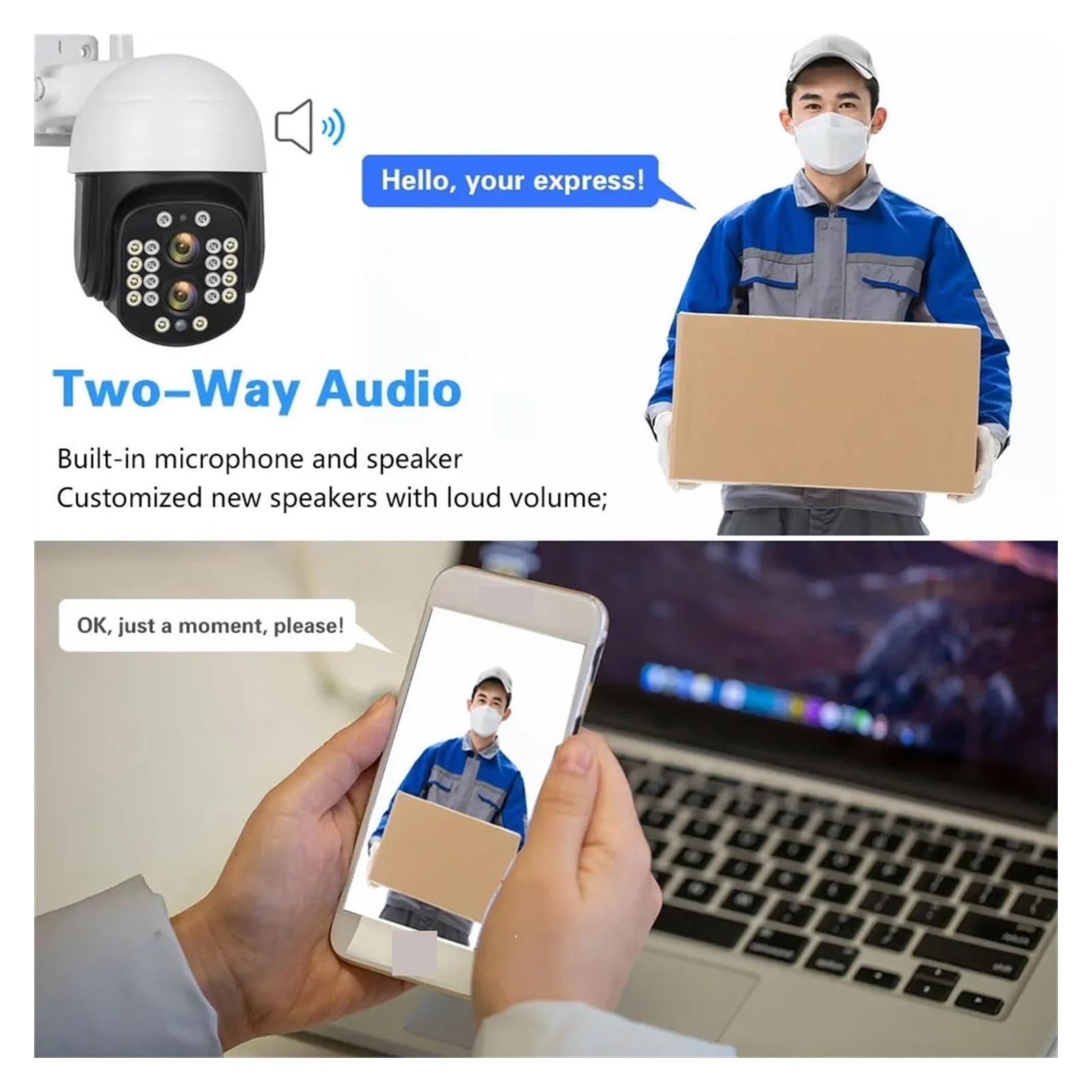 Telecamere di Sicurezza, Telecamera IP Esterna 4K 8MP con Zoom Ottico 10X, Doppia Lente, Telecamera di sorveglianza 4MP, Monitor di Sicurezza CCTV(8MP ADD 32G Card)