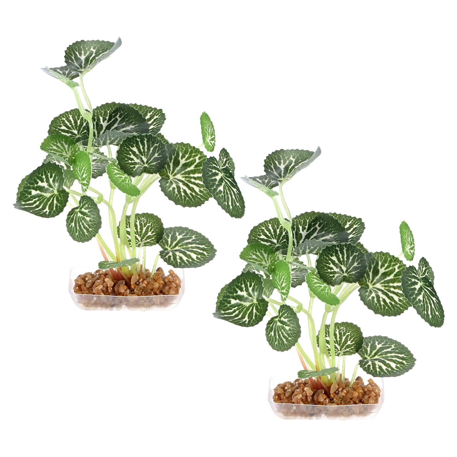M METERXITY 2-Pack Aquarium Plant, Small Plastic Artificial Plant Water Grass Fish Hide Accessories for Aquarium Decoration/Fish Tank Decoration/Terrarium [Style 5, Green]
