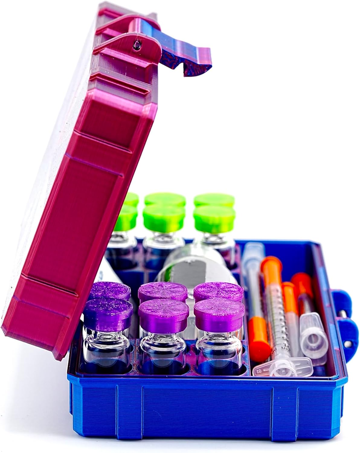 Vial Guard Storage Hard Case for 3ml, 5ml, 10ml, 30ml Vials, Secure Holder Multiple Sizes (Metalic, 12 x 3ml 1 x 30ml + Storage)