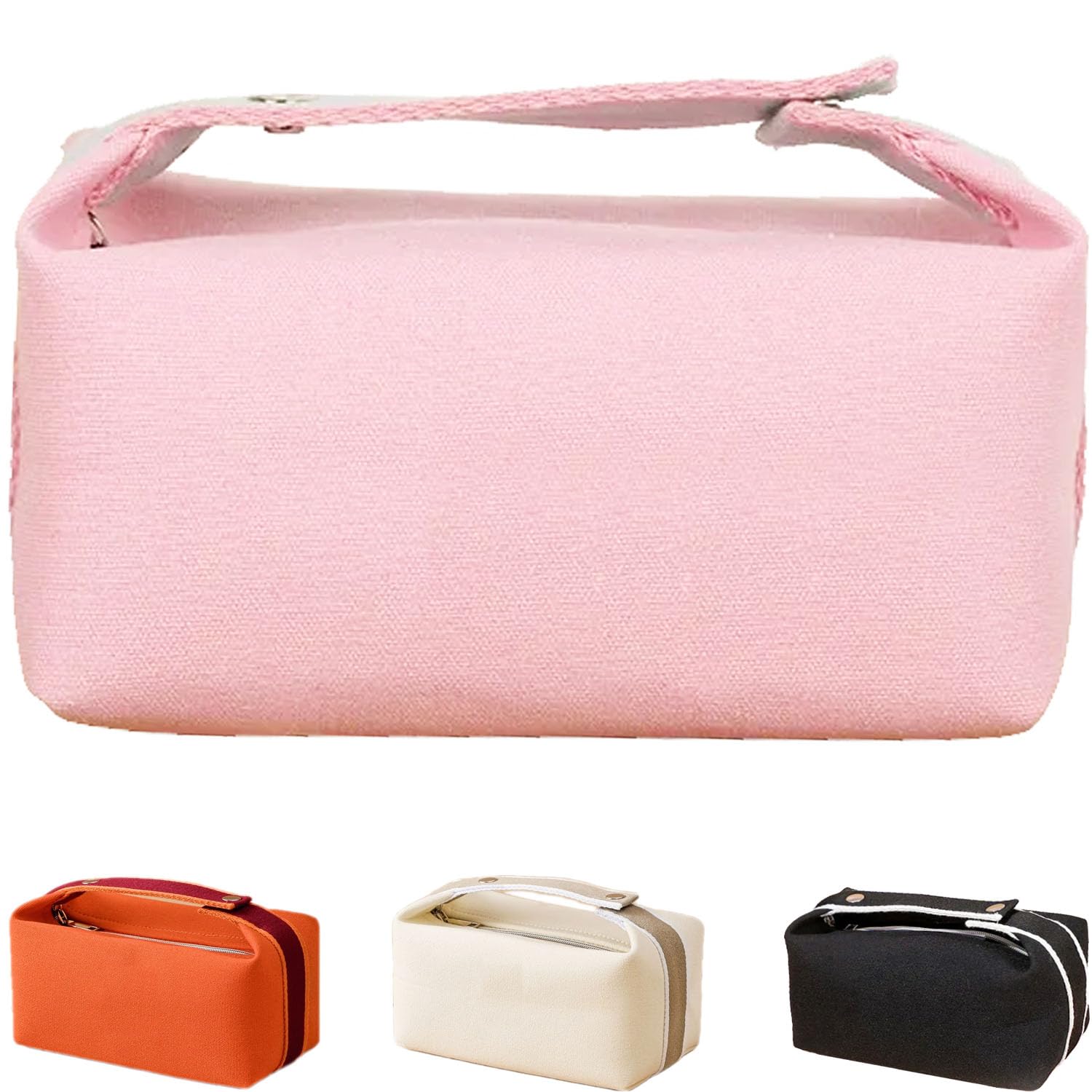 Fammart Travel Makeup Bag, Waterproof Canvas Cosmetic Bag Make Up Organizer Case for Women, Large Toiletry Bag Skincare Pouch for Toiletries