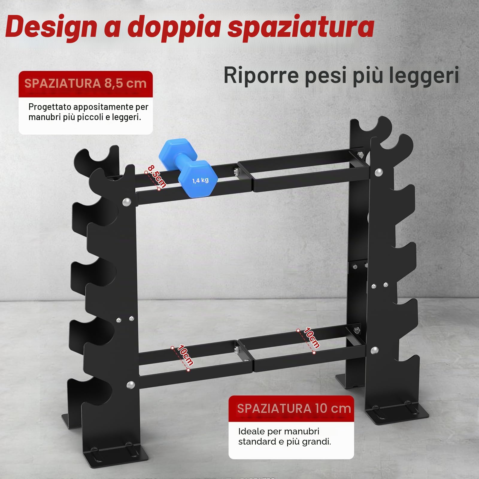 RELIFE REBUILD YOUR LIFE Rettangolo Manubri Rack Dumbbell Rack Manubri Supporto Peso Rastrelliera Pesi Porta pesi Palestra Casa