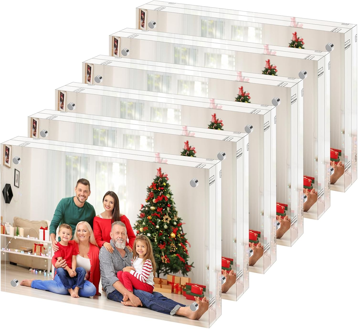 4x6 Acrylic Picture Frames 6 Pack, Premium Acrylic Photo Frame Magnetic Picture Frames Clear Double Holder-Sided, Free Standing Desktop Display, Best Gift for Family, Baby, Friend