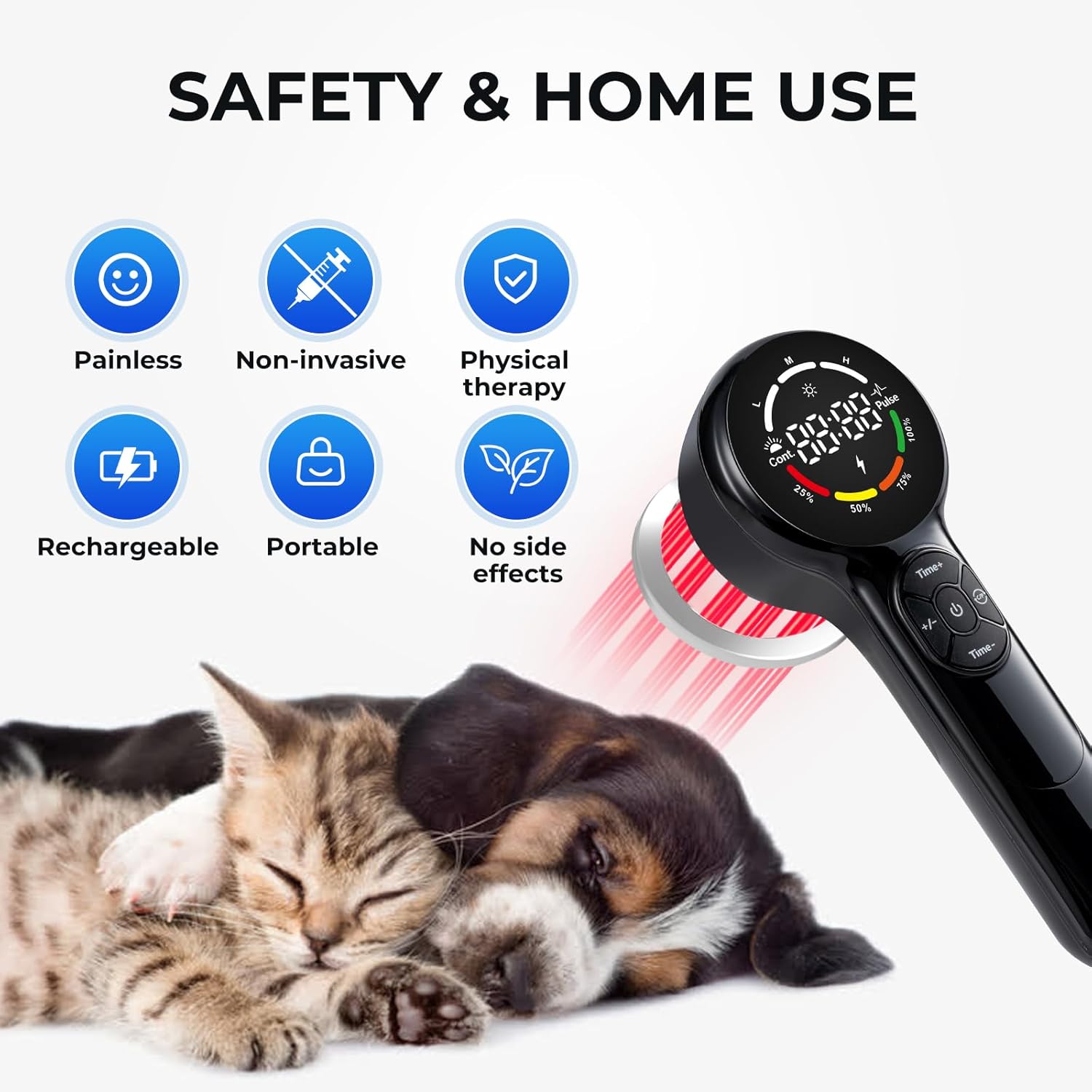 8*808nm & 16*650nm LLLT Cold Laser Therapy Device for Dogs, 5200mAh Vet Handheld Infrared Red Light Therapy with Magnetic Cover, 2 Modes Pets Laser Treatment for Cats Joint Muscle Pain Relief