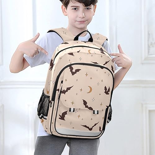 Miniatura 6 de Mochila escolar bohemia de murciélagos de Halloween, mochila ligera para portátil, mochila de viaje para estudiantes con rayas reflectantes, Varios