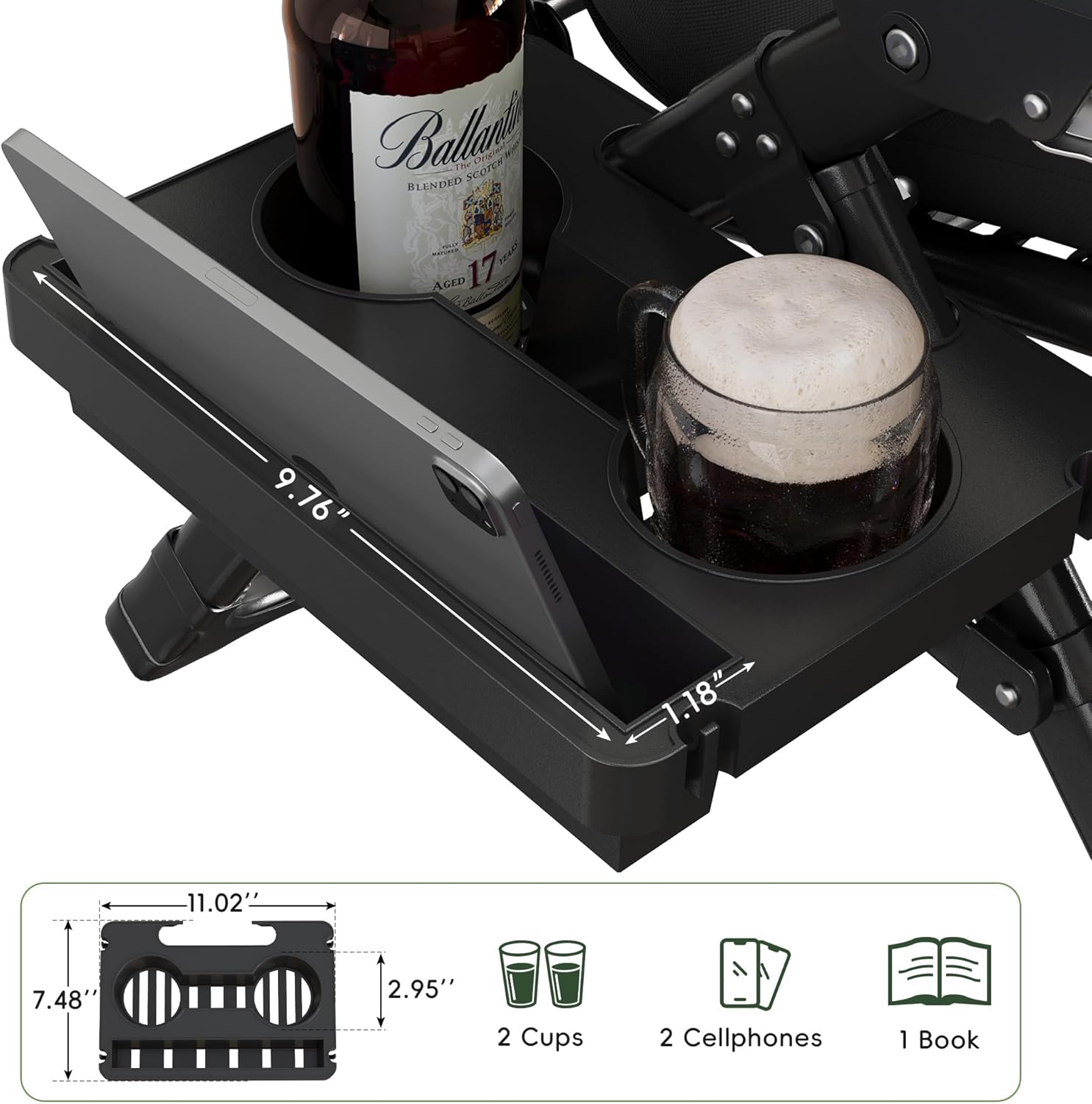 Amopatio Oversized Zero Gravity Padded Chair w/Removable Cushion&Headrest, XXL 33In Reclining Camping Lounge Chair Upgraded Lock and Footrest, Folding Patio Recliner for Indoor Outdoor, Red