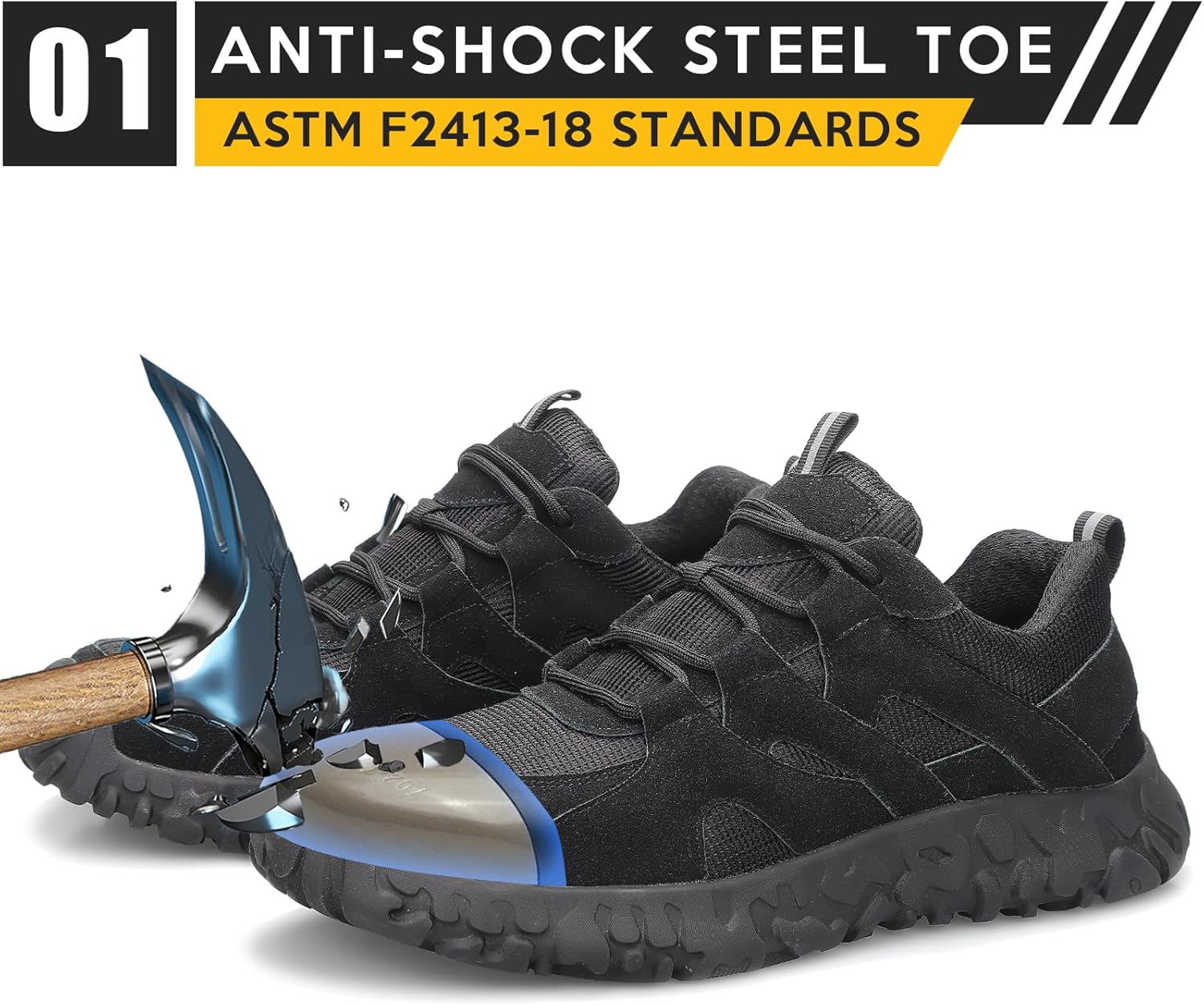 Steel Toe Shoes for Women Men – Lightweight Slip Resistant Safety Work Shoe with Impact & Puncture Resistance for Protection - Image 4