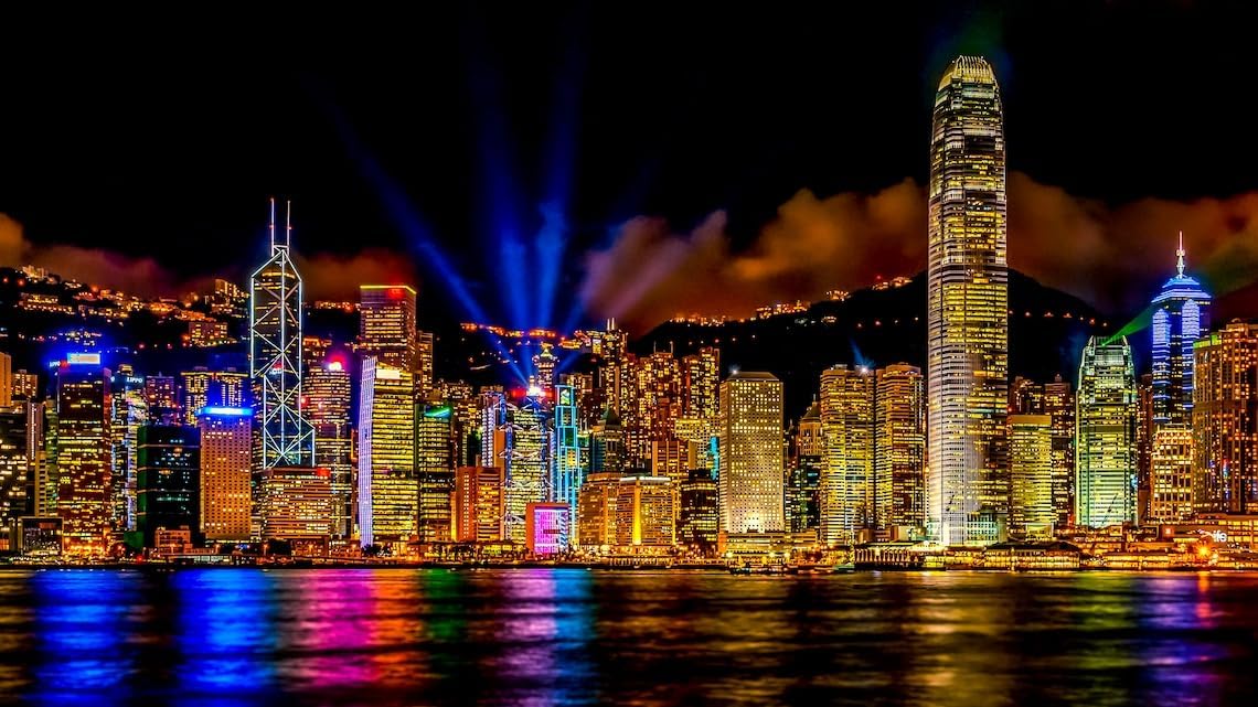 Hong Kong Skyline Canvas Wall Art - Modern Nightscape Scenic Photo Print - Outdoor Travel Cityscape Photography for Office or Home Room Decor (Acrylic Print, 30x40 Inches)