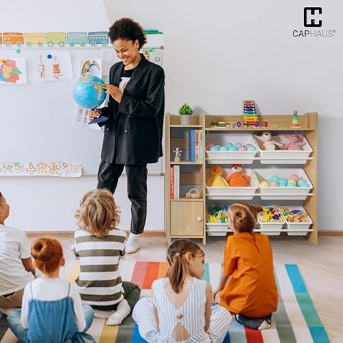 Miniatura 18 de Fencer Wire Organizador de juguetes con 8 cubos de plástico, solución de almacenamiento perfecta para niños pequeños, armario de almacenamiento para