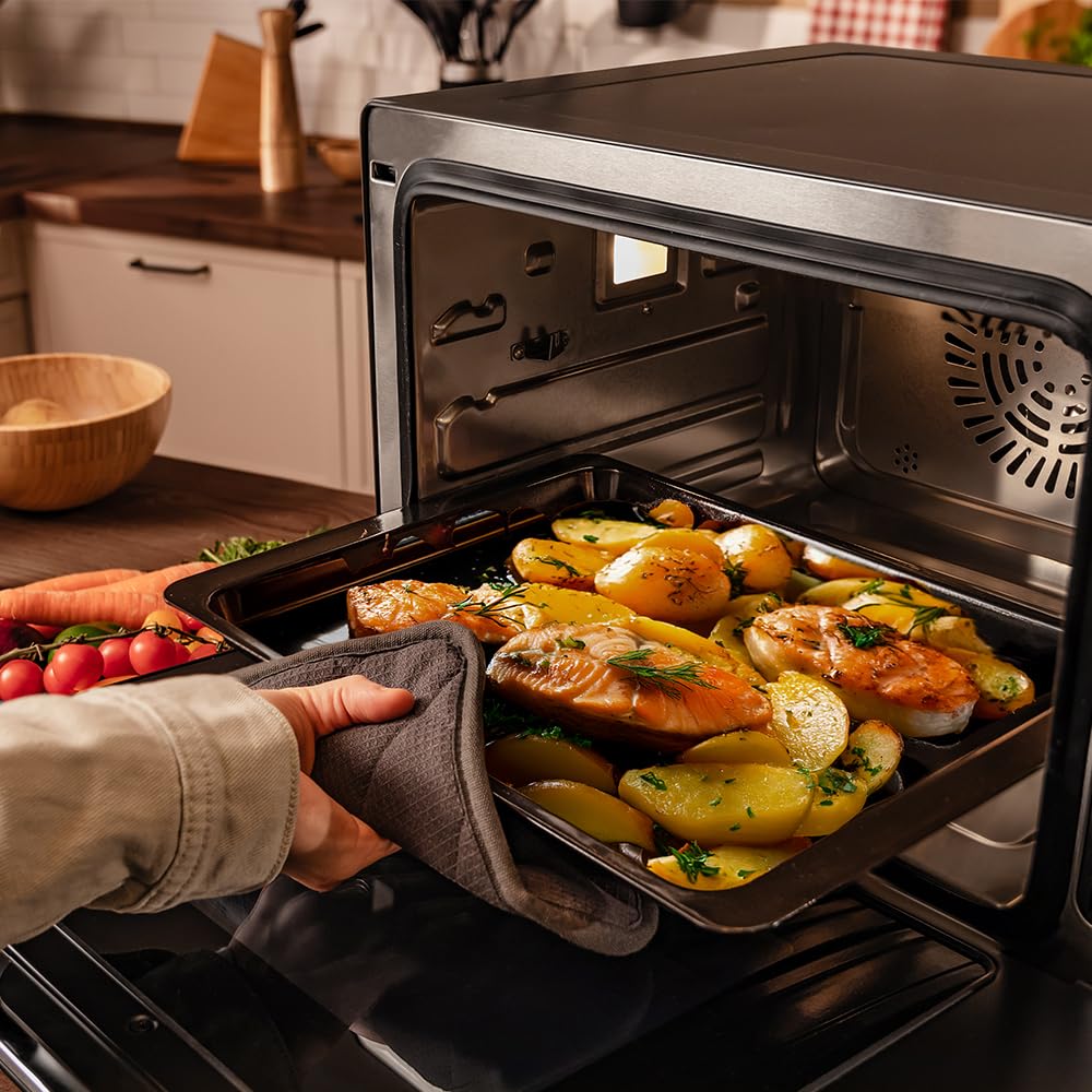 Cecotec Four Électrique de Table à Vapeur 40L Bake&Steam 4000 Combi Gyro Advance, 2400W, Vapeur, Convection et Friteuse à Air, 8 Fonctions, Rôtissoire et Réservoir de 1,4L