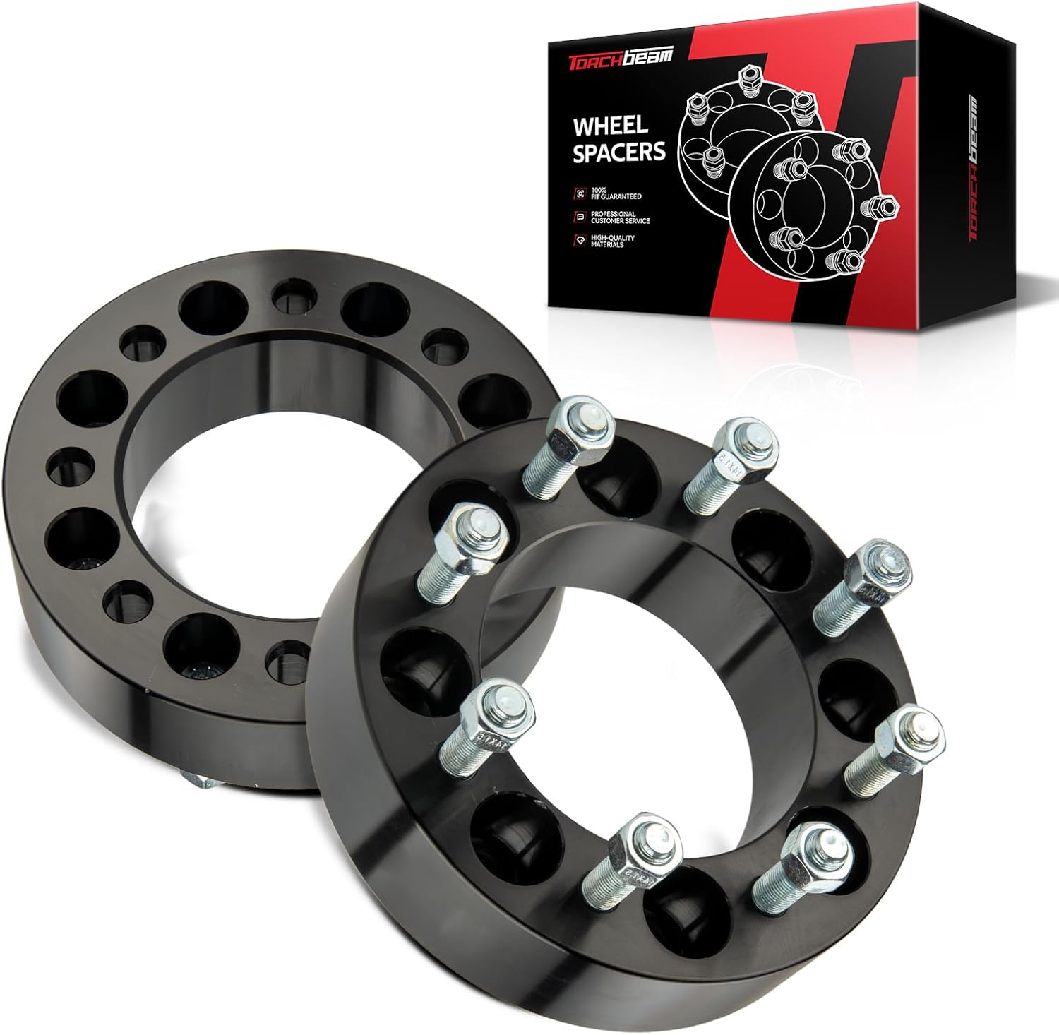 Torchbeam 8x6.5 2 inch Wheel Spacers for Silverado 1500, 2500, Silverado 2500 HD, Sierra 1500, Express 2500, Express 3500, Silverado 2500 HD Classic, 126.15mm Center Bore & M14x1.5 Studs