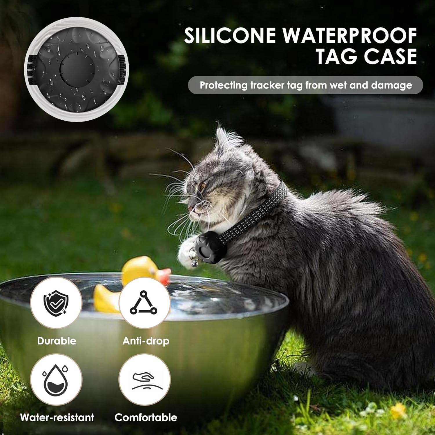 GPS Tracker, Pet GPS Tracker for Cats, Compatible with Apple Find My App (Only iOS), No Monthly Fee, Black