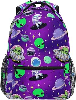 Astronauts Alien Space Backpacks for Girls Boys School Backpack Cute Kids Bookbag 3rd 4th 5th Grade Elementary Students Daypacks Travel Laptop Shoulder Bag