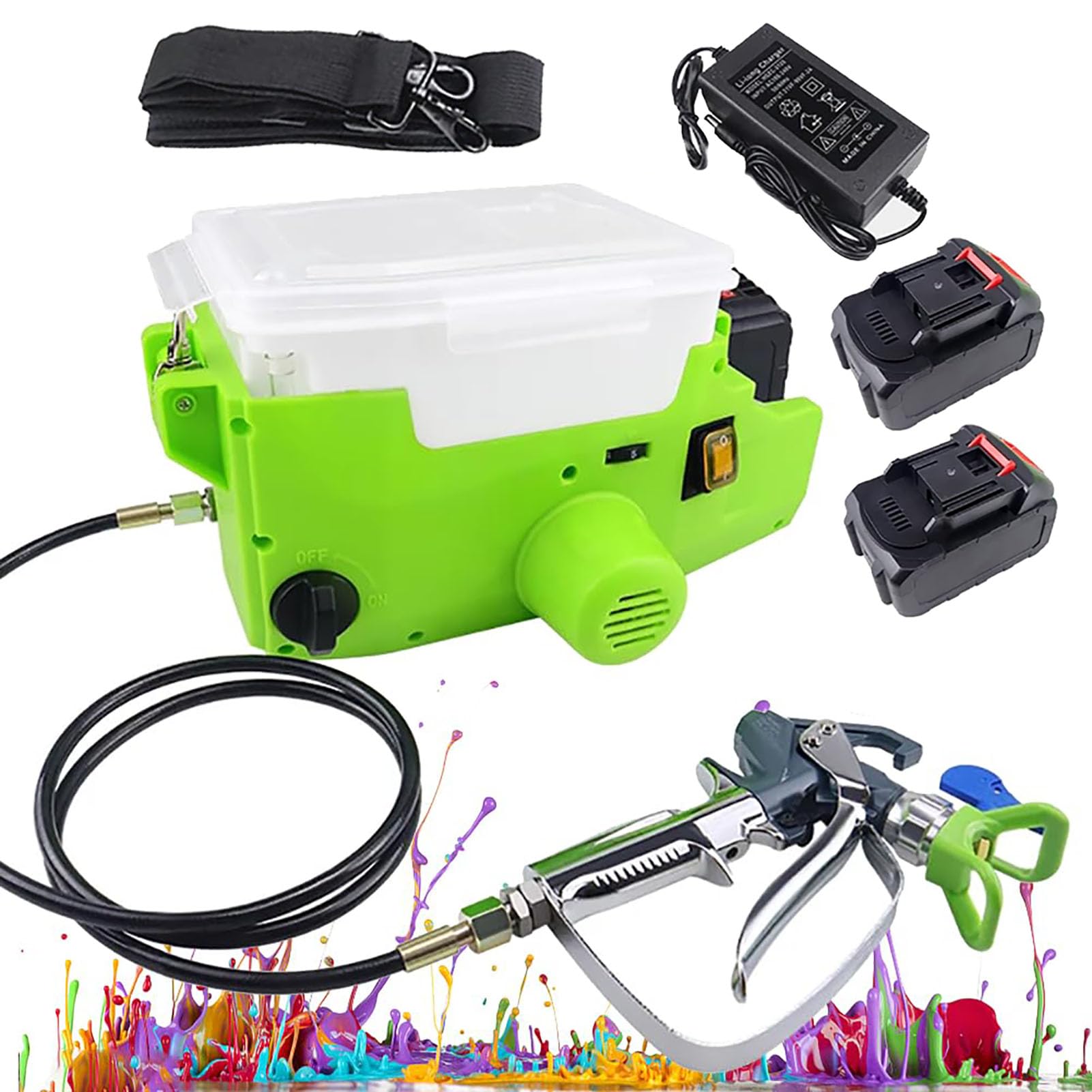 Eiwitany 500W Portable Airless HVLP Paint Sprayer - High Pressure Wall Spray Gun & 6 Adjustable Speeds for Effortless Painting