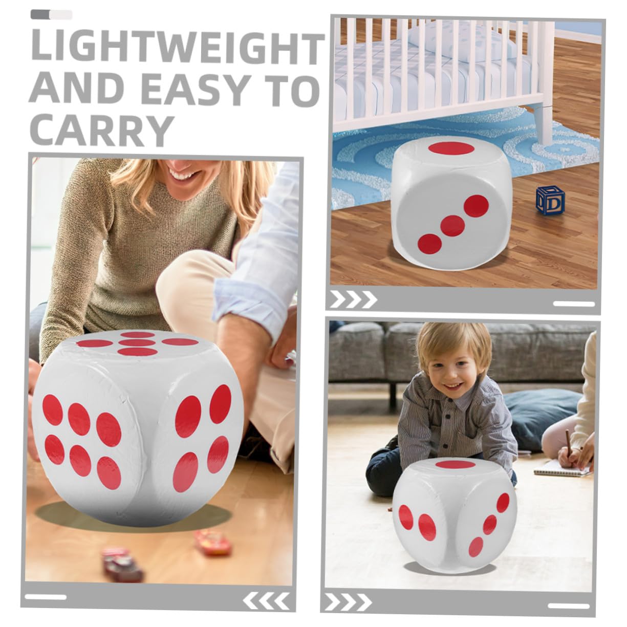 Dado Grande de Goma Espuma Blanco 30cm, Juego Estándar de 6 Caras, Borrado en Seco, Adecuado para Aula, Hogar y Fiestas