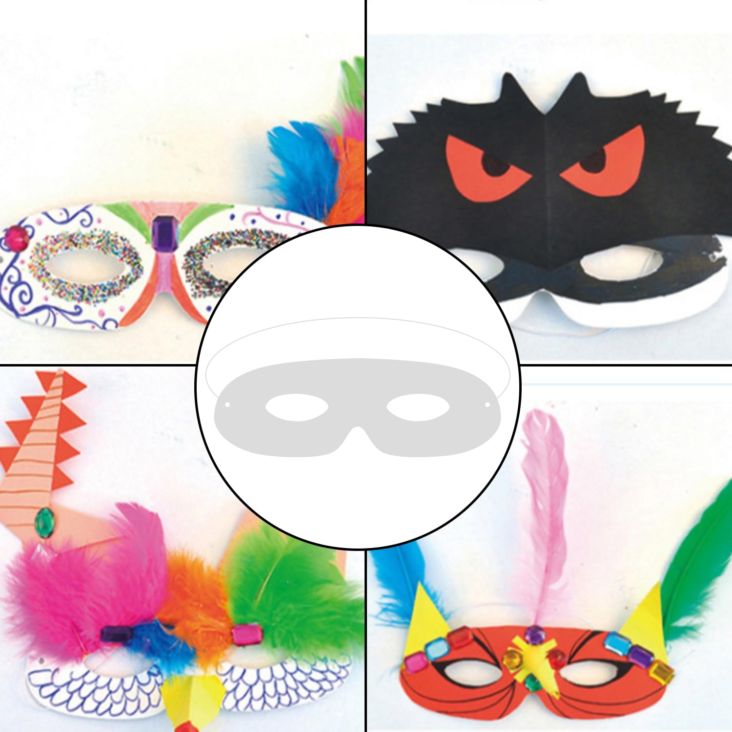 HAICN 80Pcs DIY White Paper Masks - Monster & Card Masks, Die Cut Designs, Free for Boys & Girls Costumes & Toys - Image 4