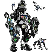 SWAT Mech Building Set, 1288PCS Robot Mech Model Kit with Drone & Mechanical Dog, 11.8in Tall Posable Action Figure, Sci-Fi Military Mech Toy for Adults, Collectible Mecha Building Bricks