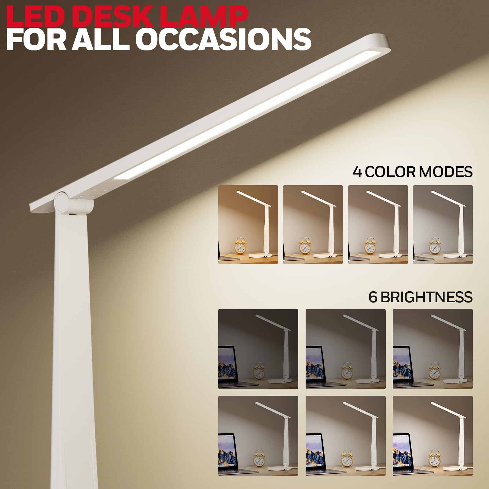 Honeywell Desk Lamp for Home Office Dimmable LED Desk Light with USB A+C Dual Charging - Image 2
