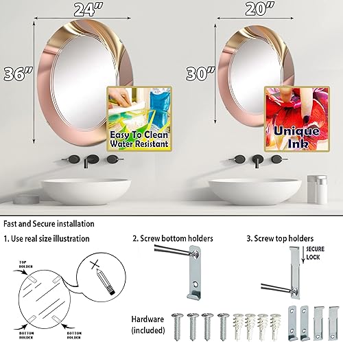 Miniatura 4 de DesignQ Oro líquido liso en tonos suaves de oro y gris pardo III, espejo de tocador, espejos de baño, espejos de pared para sala de estar,