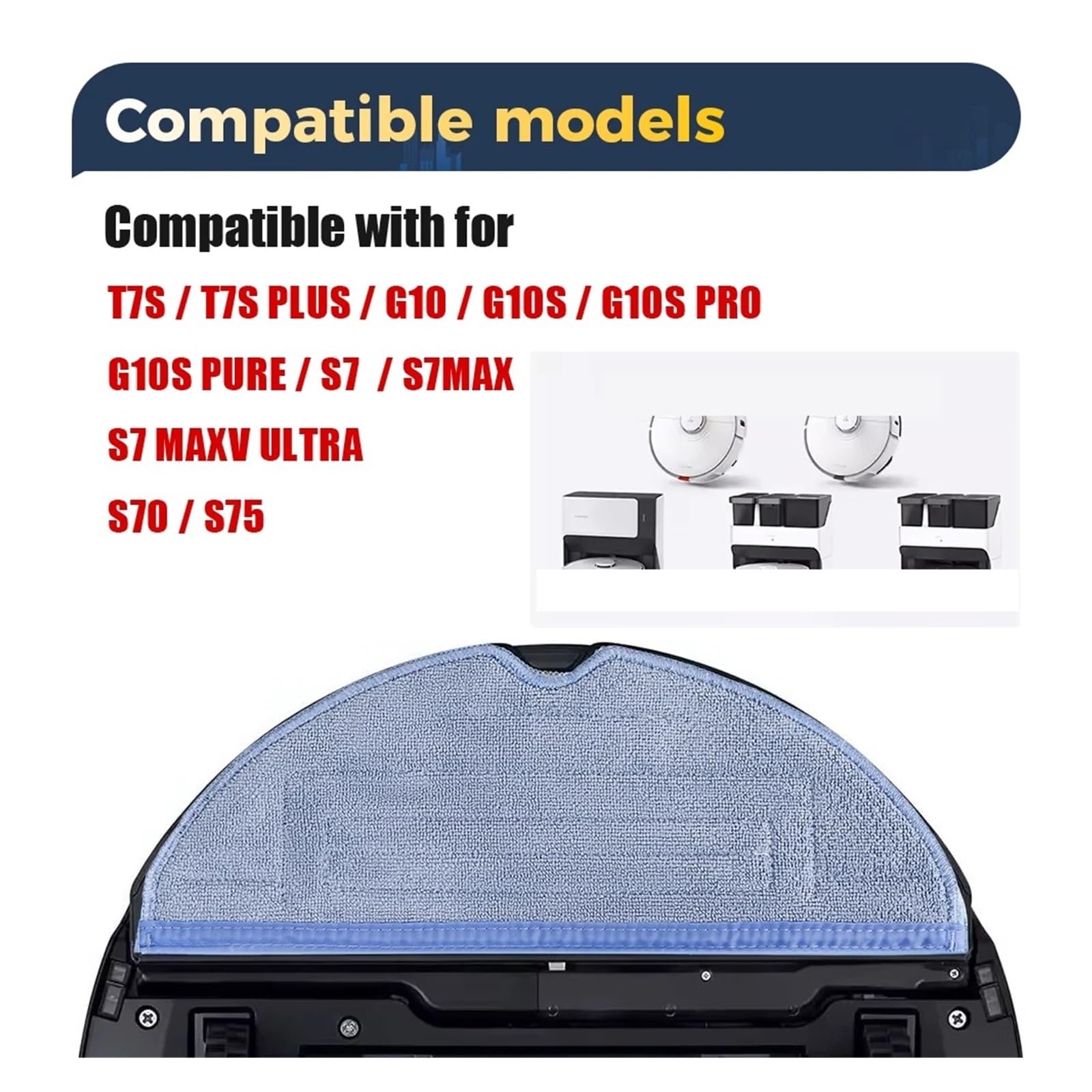 Paños De Fregona Reutilizables, Piezas Lavables, Compatibles Con Roborock, S7/S7Maxv Ultra/T7S/G10S/T7S Plus/T8Plus/S70/S75/G10S Pure Robot Aspirador Reutilizable(30PCS)