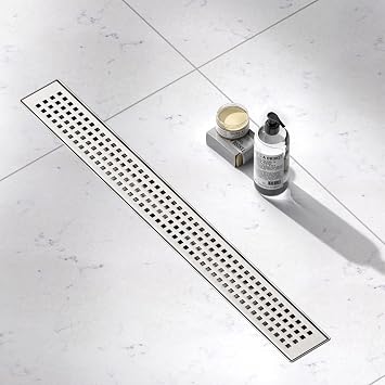 Tile Insert Linear Shower Drain,24 inch with Brick Pattern Grate