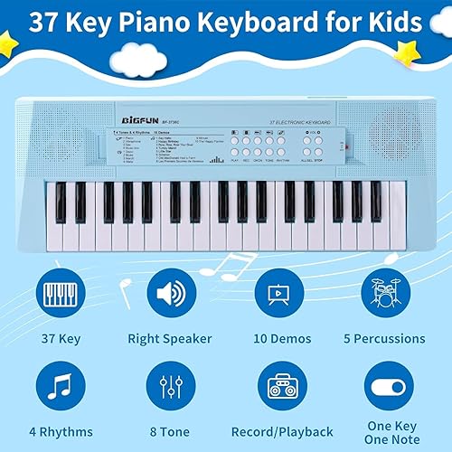 Miniatura 4 de Teclado de piano para niños, teclado de música portátil de 37 teclas, aprendizaje temprano, música electrónica, instrumento de piano para niños y