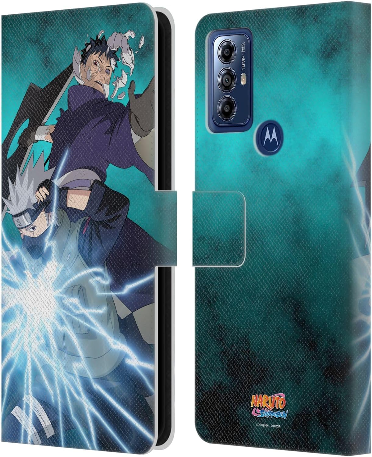 Head Case Designs Officially Licensed Naruto Shippuden Obito and Kakashi Key Art Leather Wallet Case Compatible with Motorola Moto G Play (2023)