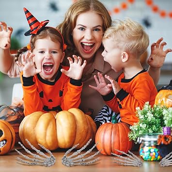 FOMIYES Halloween Skeleton Life Size 3Pairs Halloween Skeleton Hand, Looking Plastic Hands for Themed Party Decoration Props, Scary Props Decorations