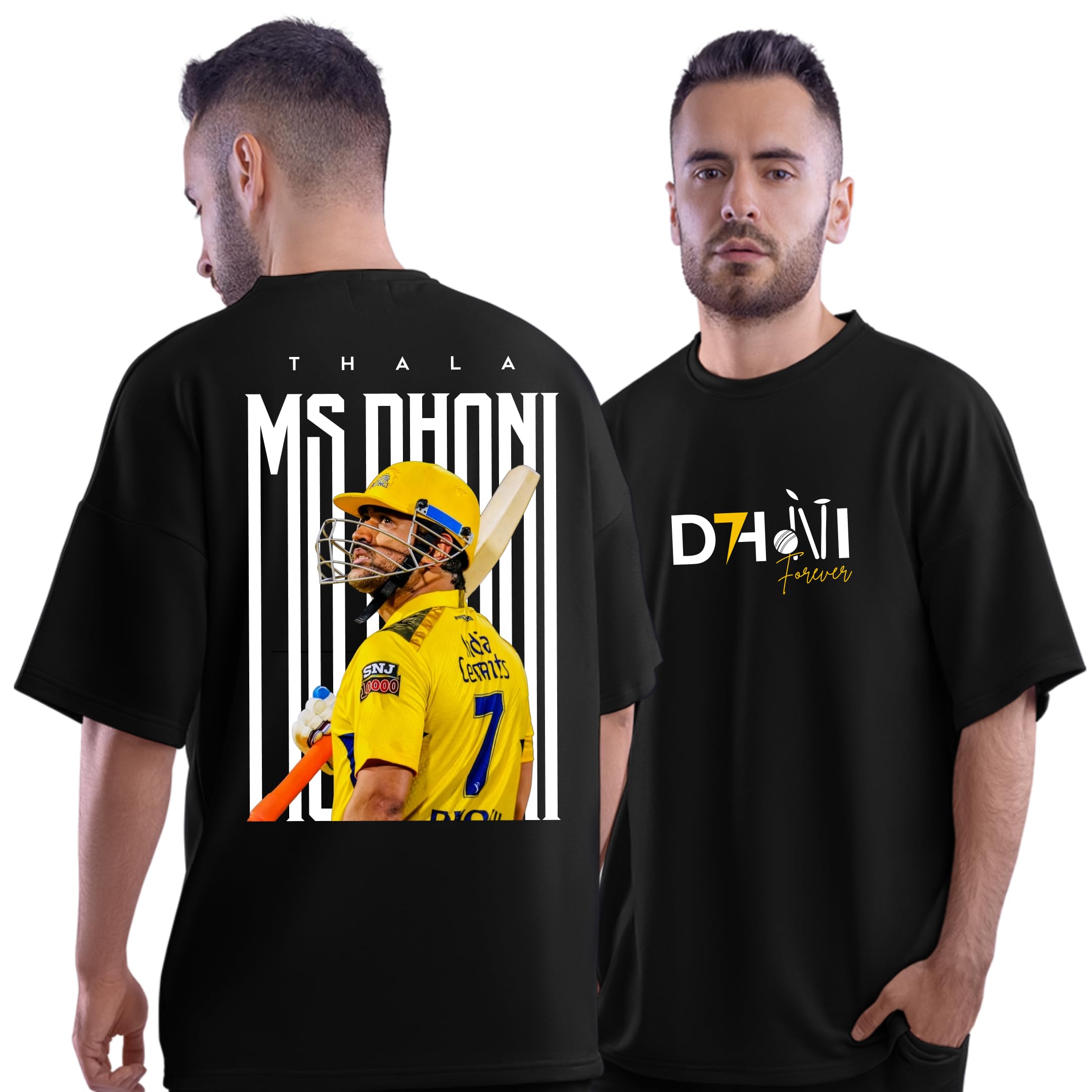 Oversized MS Dhoni T Shirt 2026 | MSD Tshirt for Men & Boys | Oversized 100% Cotton Dhoni Yellow T Shirt for Women-image-36