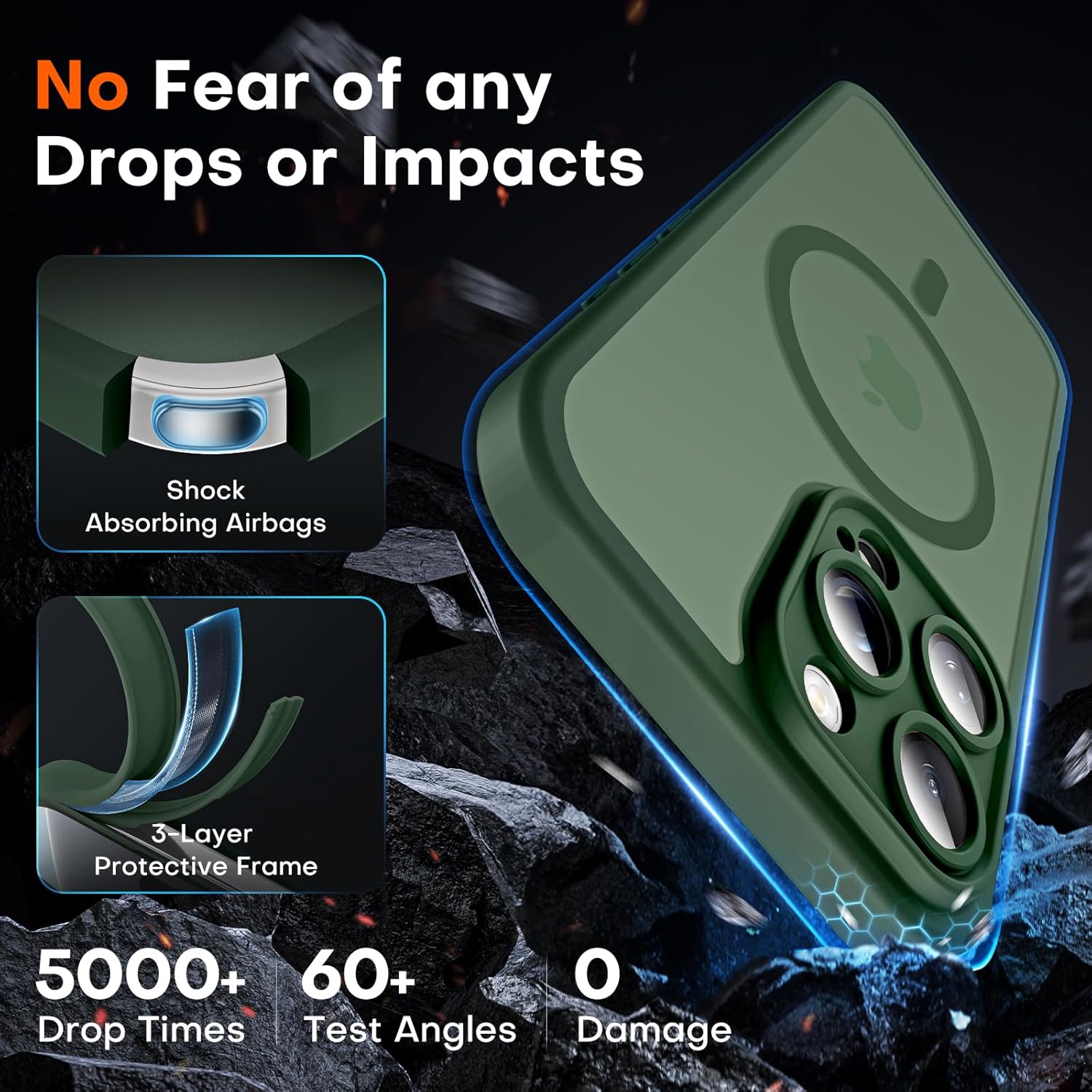 TOCOL Magnetic for 16 Pro Alpine Green Case, Upgraded Full Camera Protection, Compatible with Magsafe, Drop Protection, Translucent Matte Back Bumper for iPhone 16 Pro 6.3-Inch (Alpine Green) - Image 4