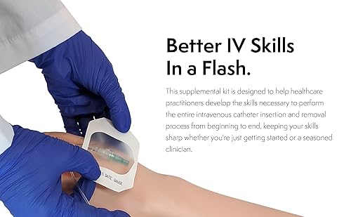 Miniatura 3 de Kit de catéter intravenoso con almohadilla de entrenamiento, kit de práctica de flebotomía de 39 piezas, kit de práctica de extracción de sangre,