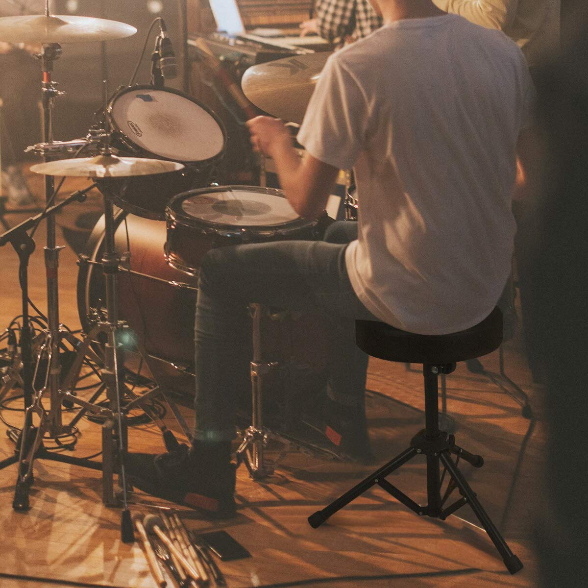 JJOnlineStore - Taburete plegable para instrumentos musicales, Taburete de batería con [asiento acolchado]
