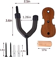 Vista 4 de Soporte de pared para violín con gancho para arco Home & Studio Rosewood Violin/Viola Stand (Rosewood MA-R5)
