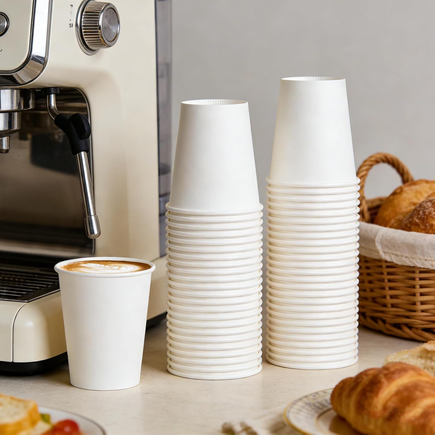 8 oz 1000 Pack Disposable Coffee Cups Bulk, White Thickened Paper Cups Wholesale, Ideal for Hot Drinks, Water Bottles, Office and Events, Commercial Use in Hotels, Schools, Hospitals