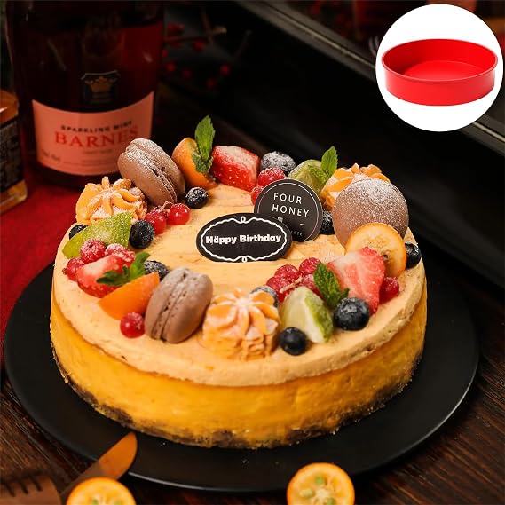 YXHZVON 10 Inch Round Silicone Cake Moulds, 2PCS Silicone Cake Tins for Baking, Quick Release Baking Moulds for Cakes Puddings Bread Pastry