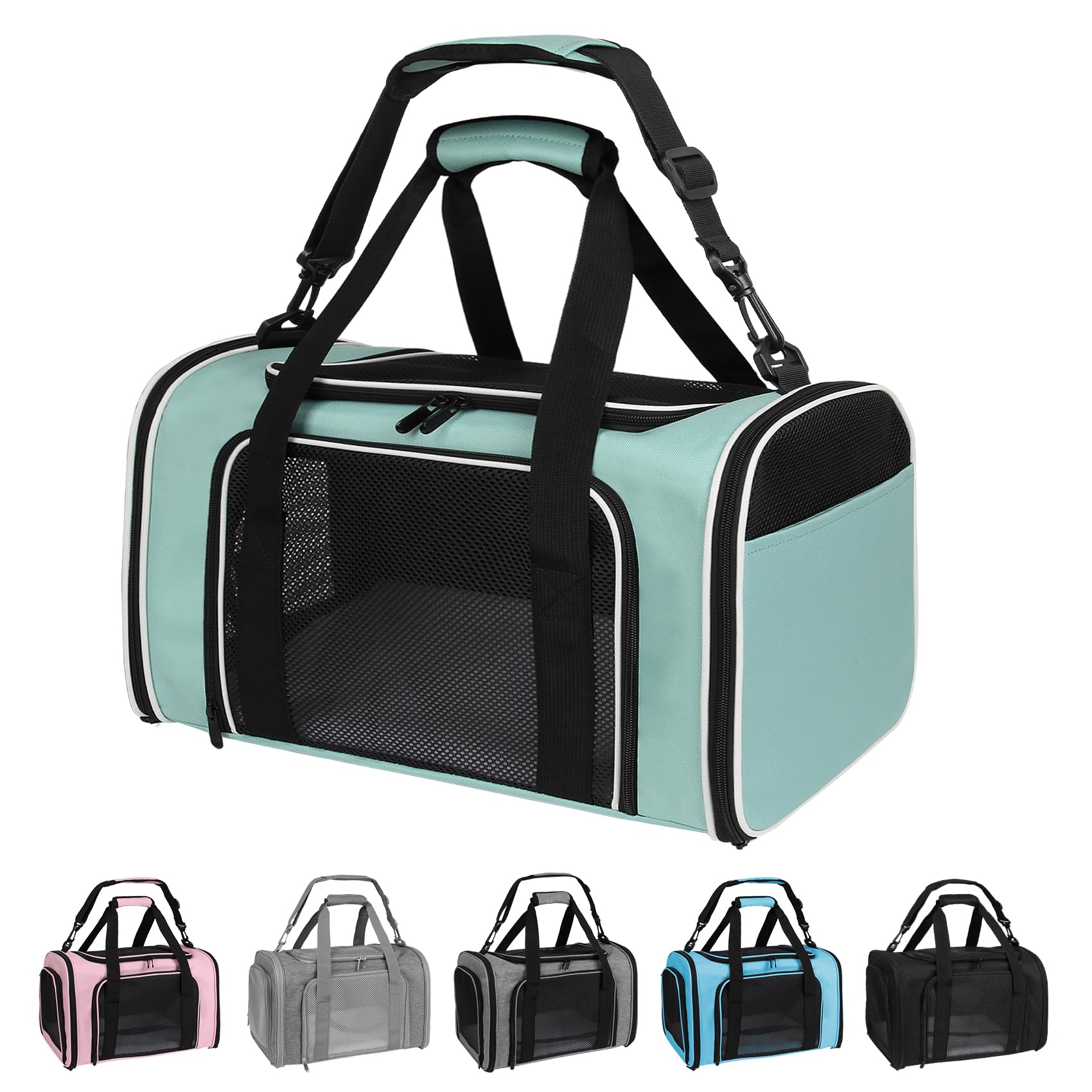 Yipincover, Cat Dog Carriers Soft-Sided, Pet Travel Carrier for Small Cats Dogs Under to15lbs, Soft-Solid Collapsible Carrier,(Medium,Green)